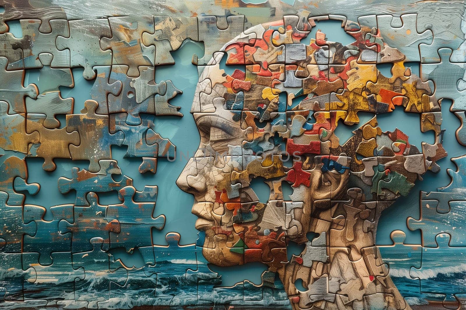 ADHD, attention deficit hyperactivity disorder, mental health, head of a child with colorful jigsaw or puzzle pieces
