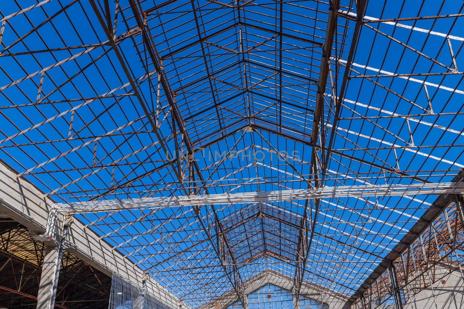 Abandoned warehouse in ruins in Lisbon, harbour area. Portugal