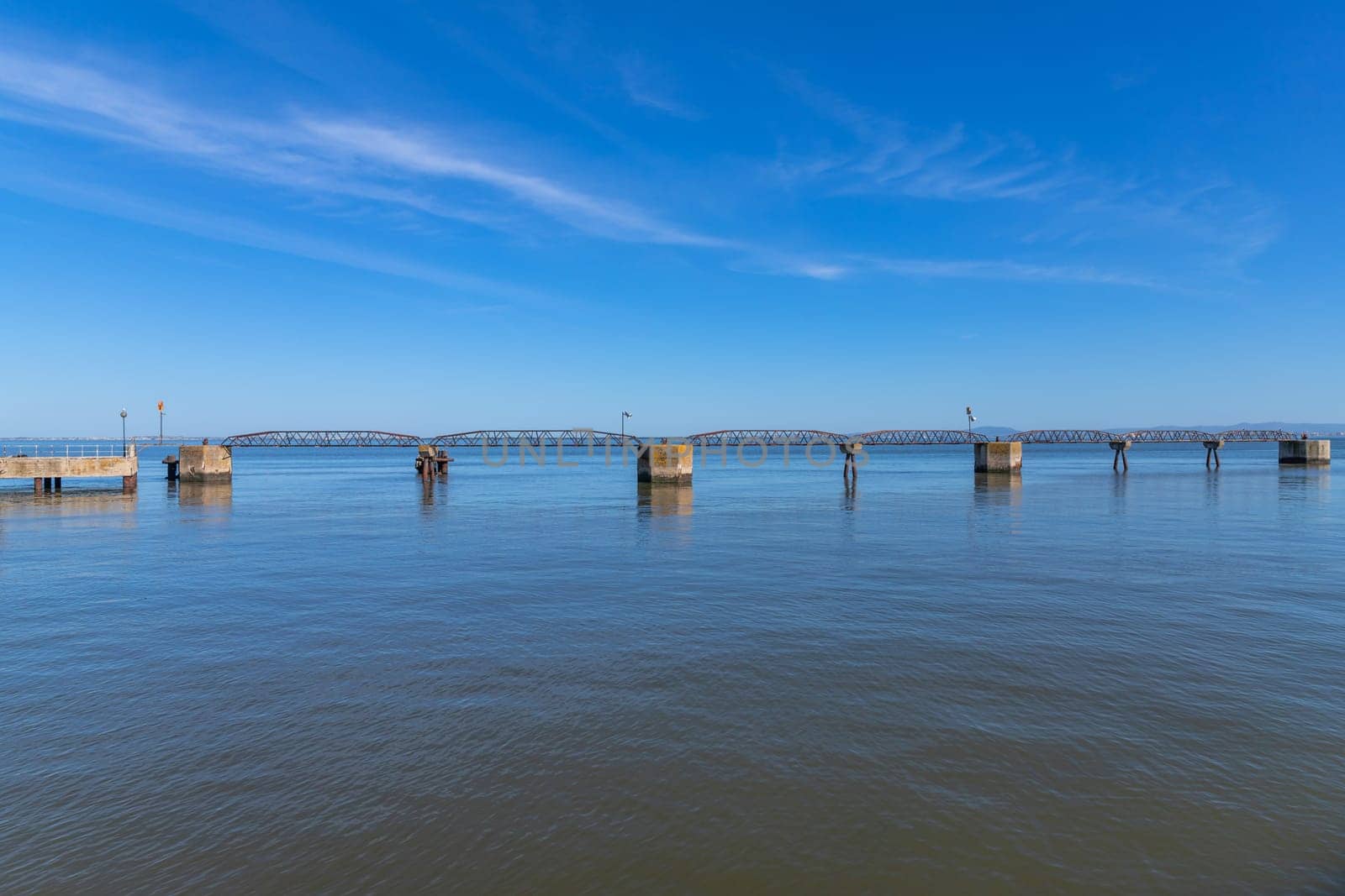 Pier by the Tagus river near Belem, Lisbon, Portugal