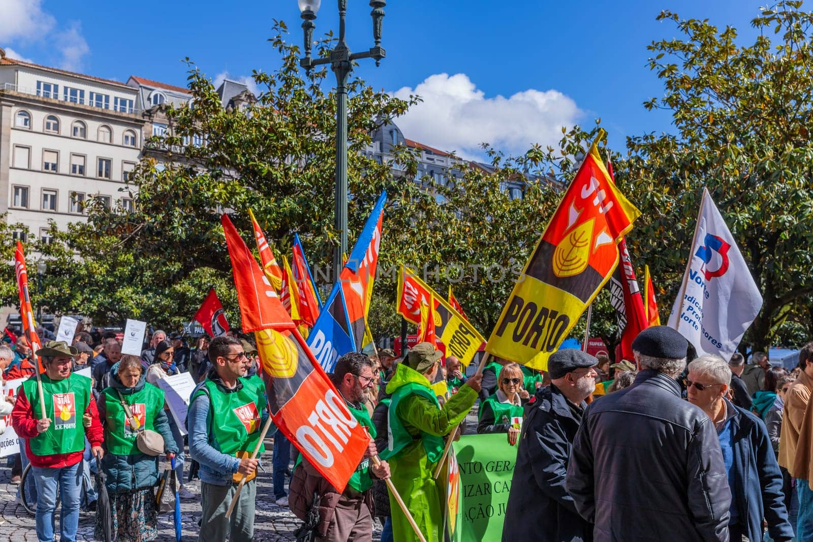 Porto, Portugal: May 1, 2024: Celebration and Protest of the May 1in Portugal, Labour Day, in Porto, Portugal