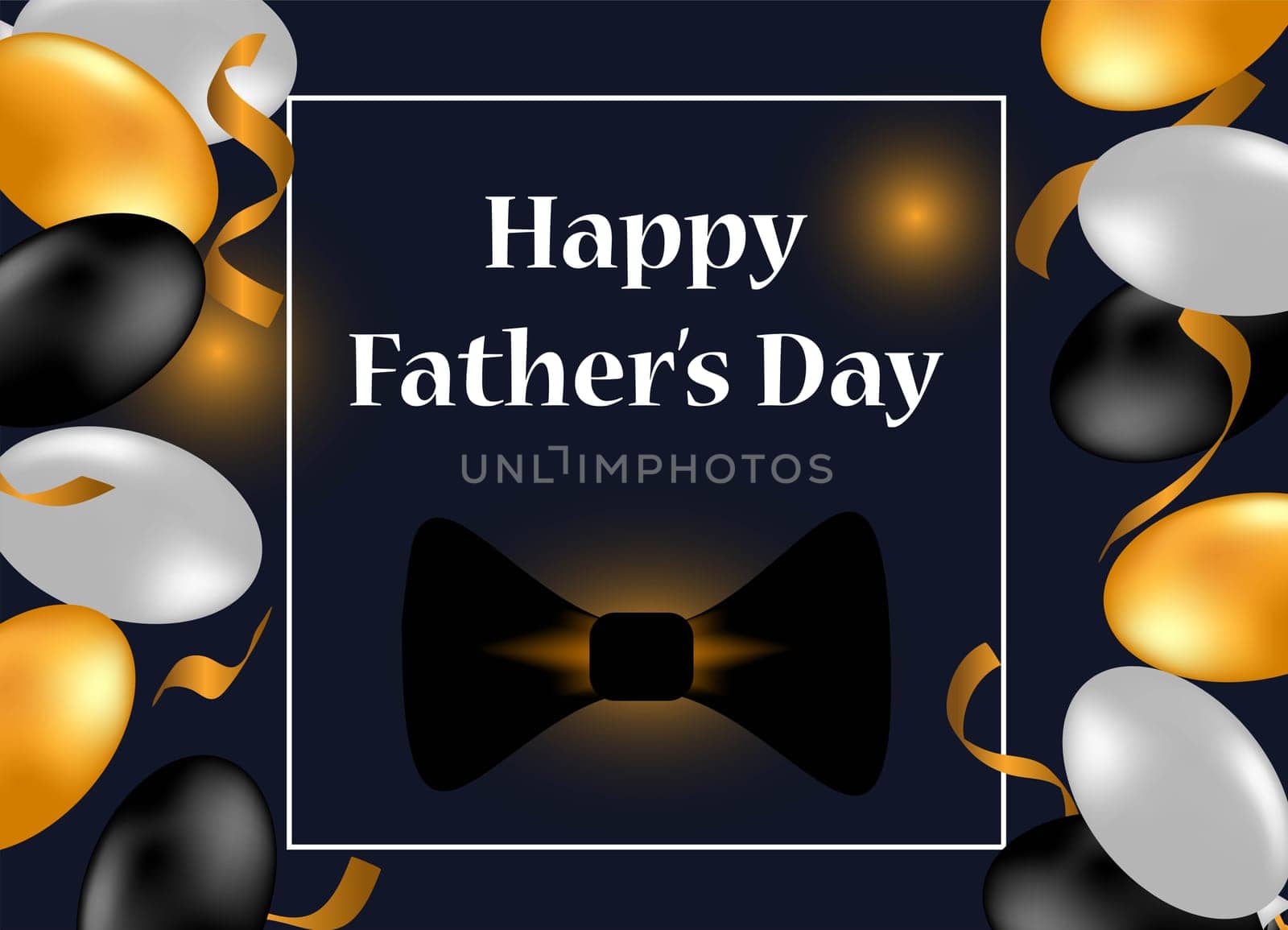 Greeting card with colorful balloons and Happy Father's Day greetings. Vector image.