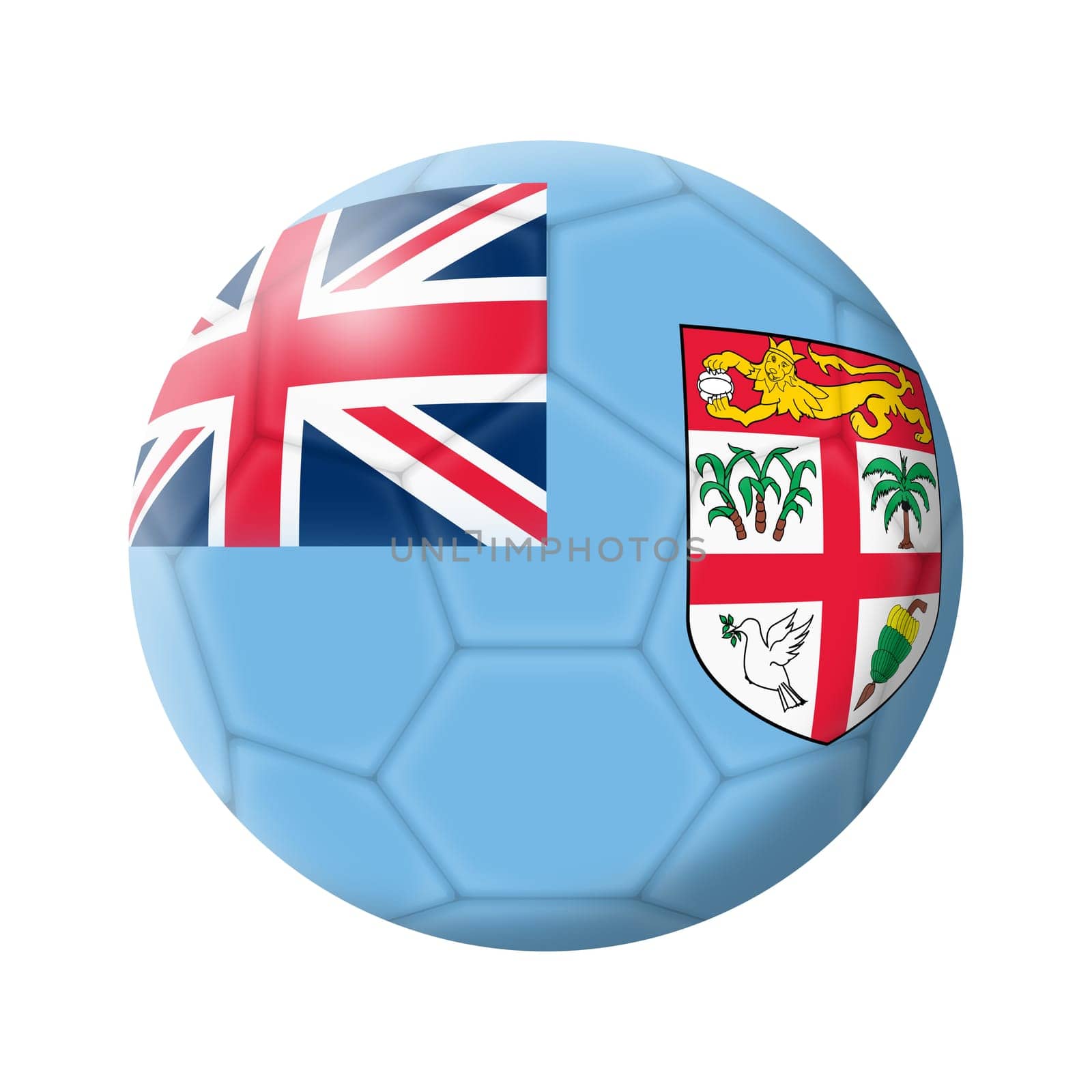 A Fiji soccer ball football 3d illustration isolated on white with clipping path