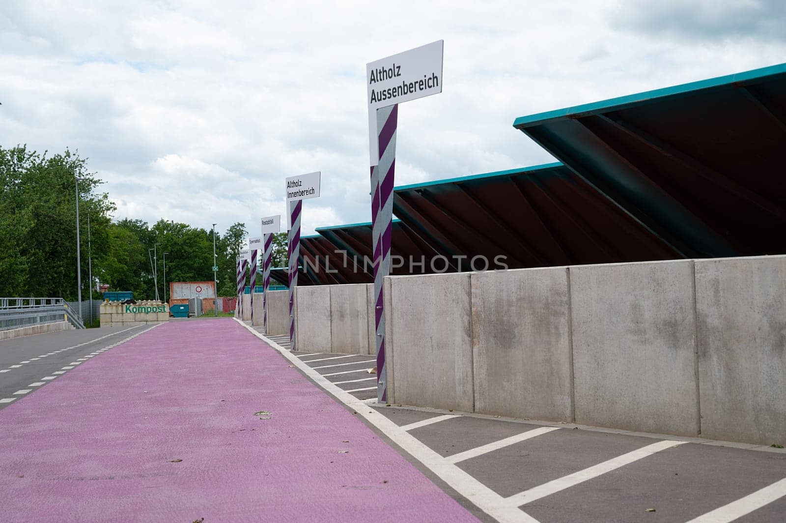 Recycling yard, A.R.T. in Trier Germany, waste management for plastic garbage, furniture, cardboard and organic trash, disposal site with containers, 29.05.2024