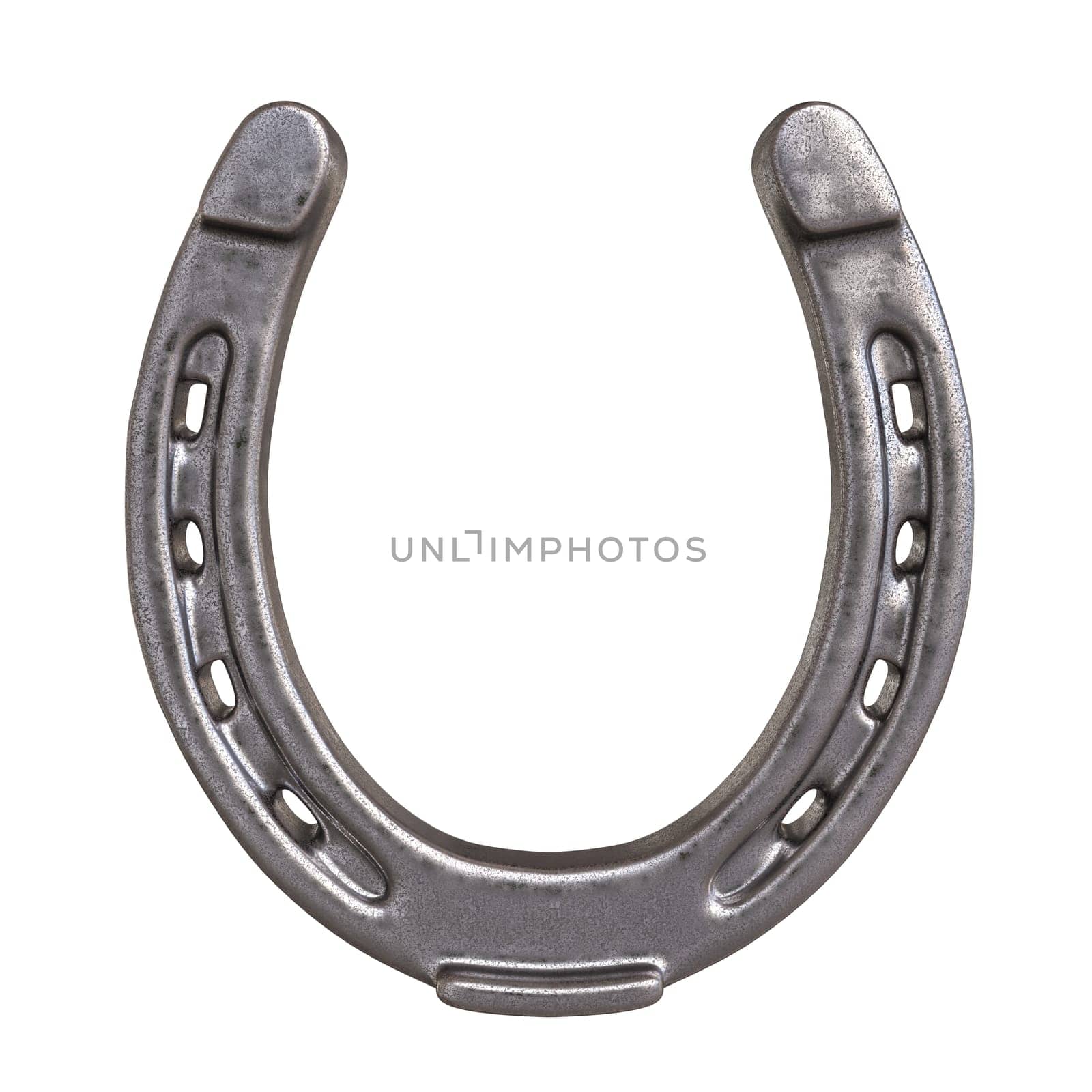 Metallic silver horseshoe isolated  transparent background luck themes
