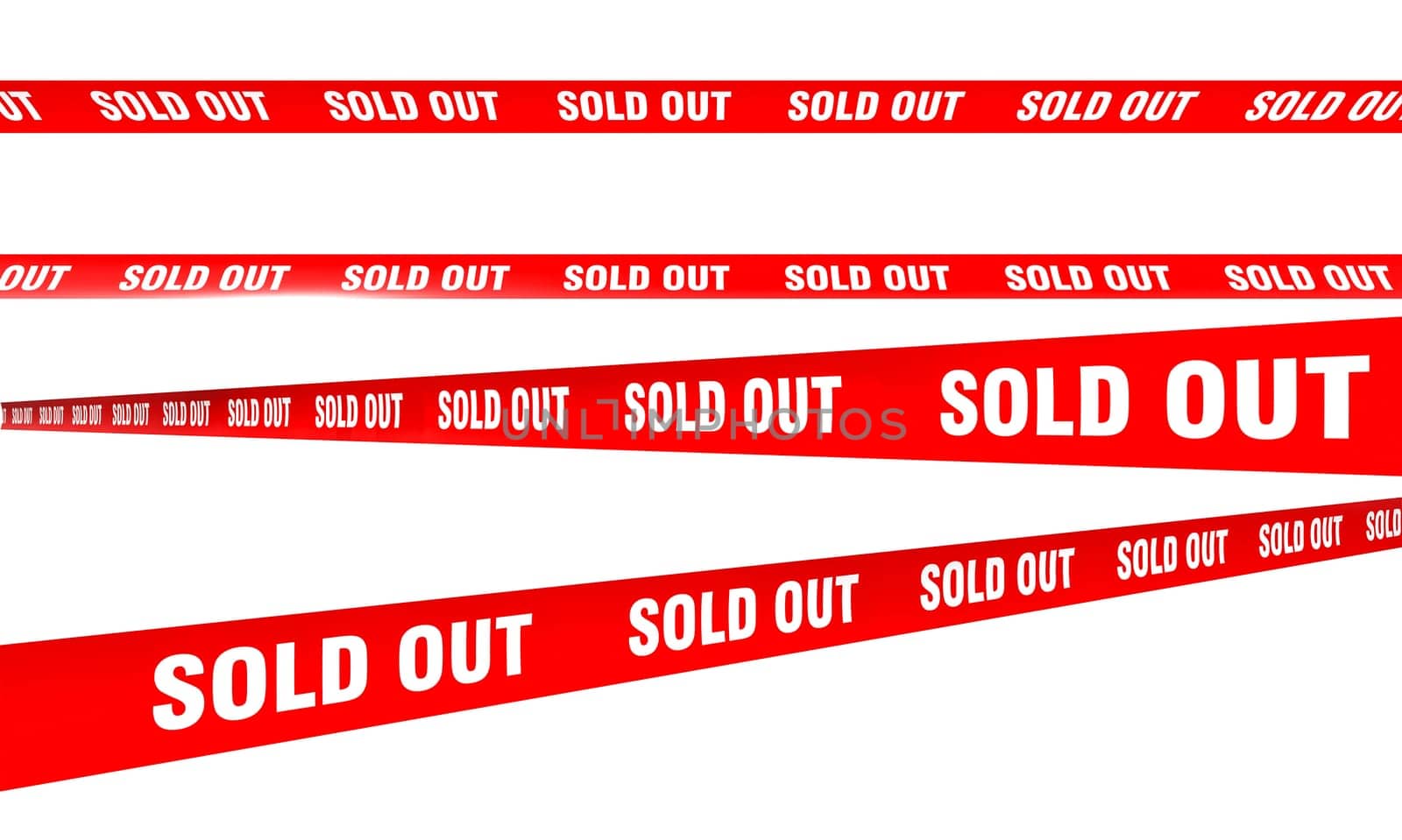 Red tape sold out text isolated on a transparent background