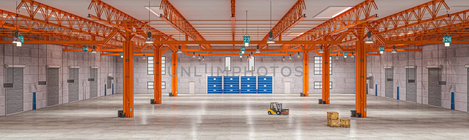 warehouse  high ceilings, and storage racks, showcasing a clean, efficient space