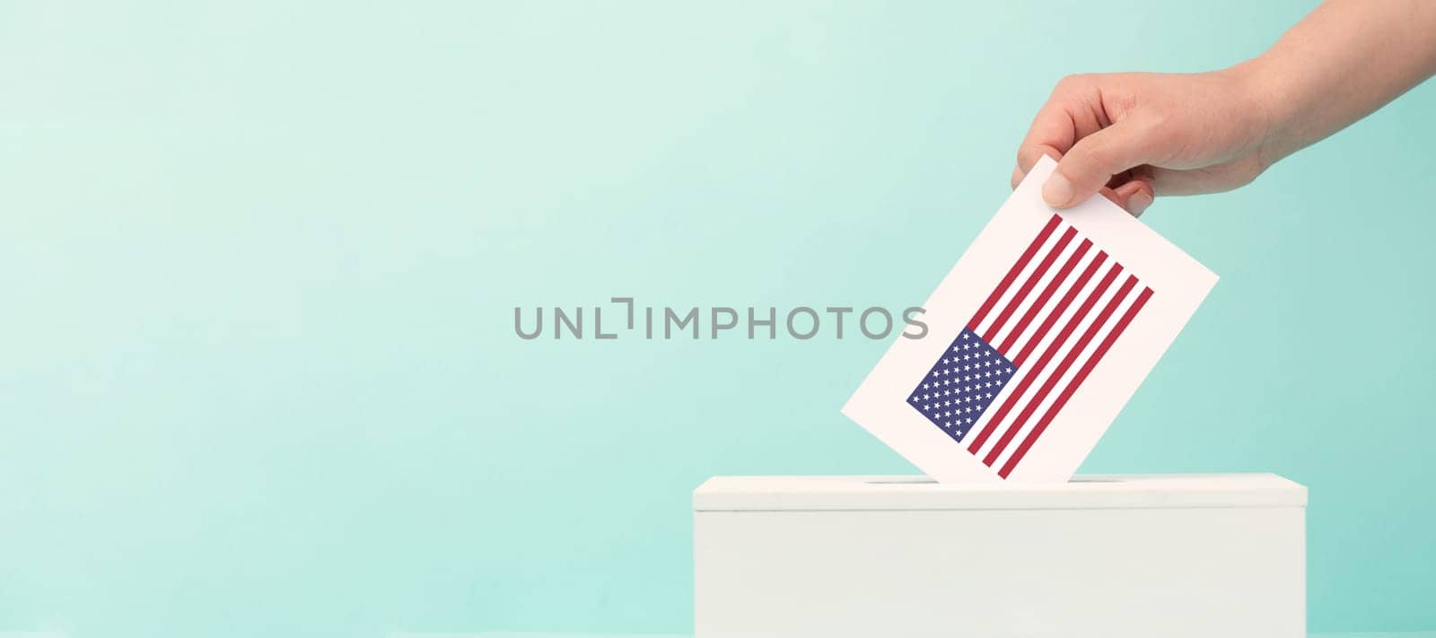 US election, ballot box, american flag, citizens of America voting president
