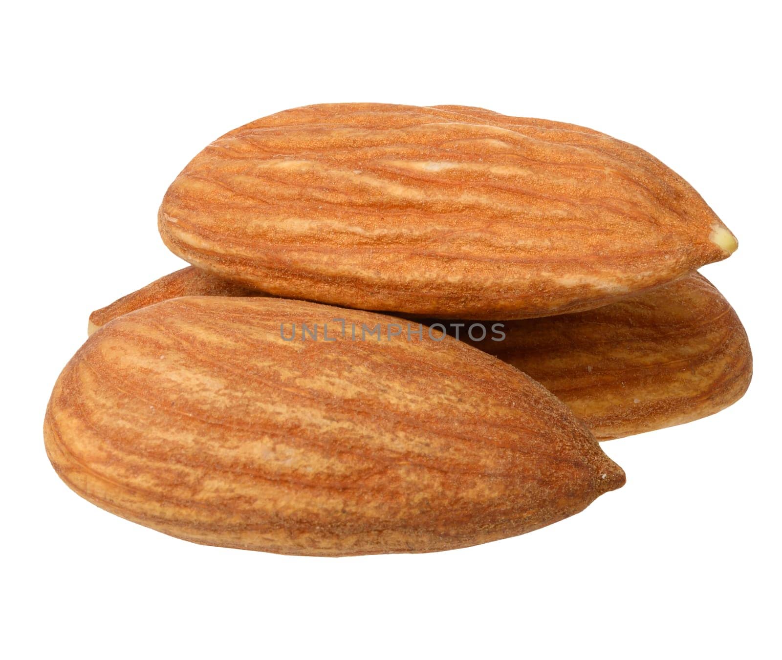 Almond kernel on a white isolated background, close up