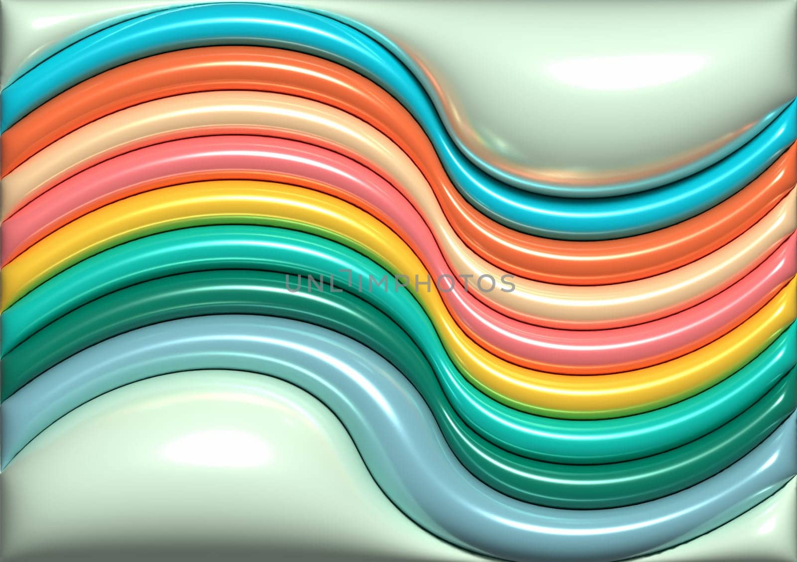 Various volumetric figures with a smooth shiny surface, 3D rendering illustration