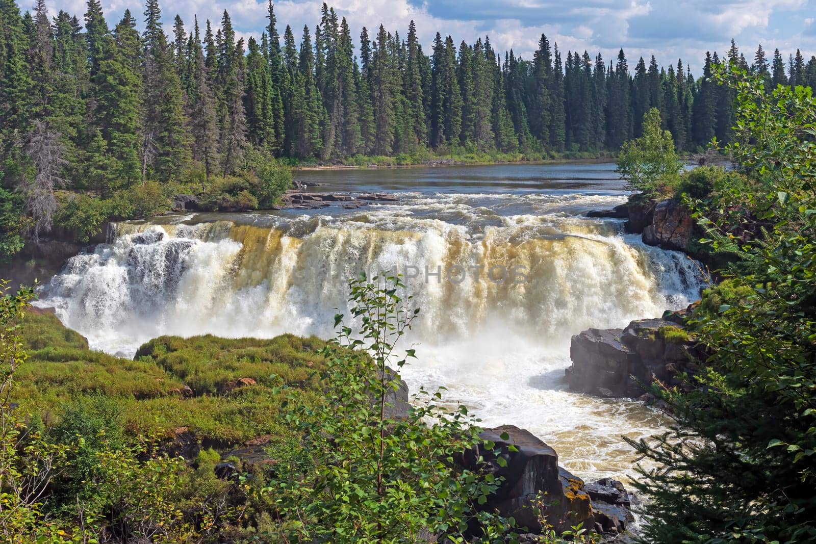 The Grass River Flowing Over Pisew Falls in Northern Manitoba