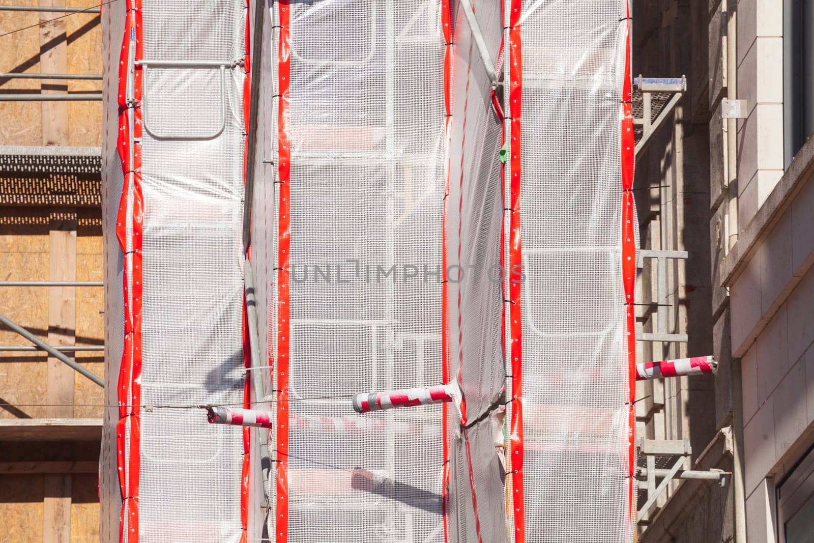 tarpaulin, building site, scaffolding, house facade, shell construction, Germany