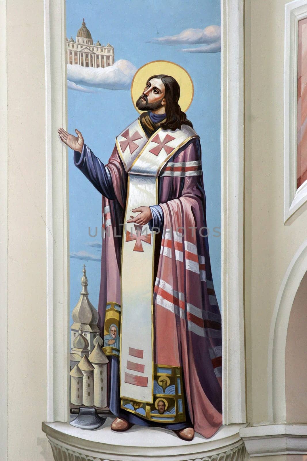 Saint Jozafat, fresco in the parish church of the Exaltation of the Holy Cross in Oprisavci, Croatia