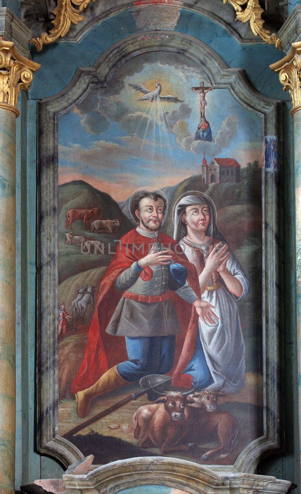 Saint Isidore and Maria Torribia, the altar of Saint Isidore the Laborer in the parish church of Saint Nicholas in Hrascina, Croatia