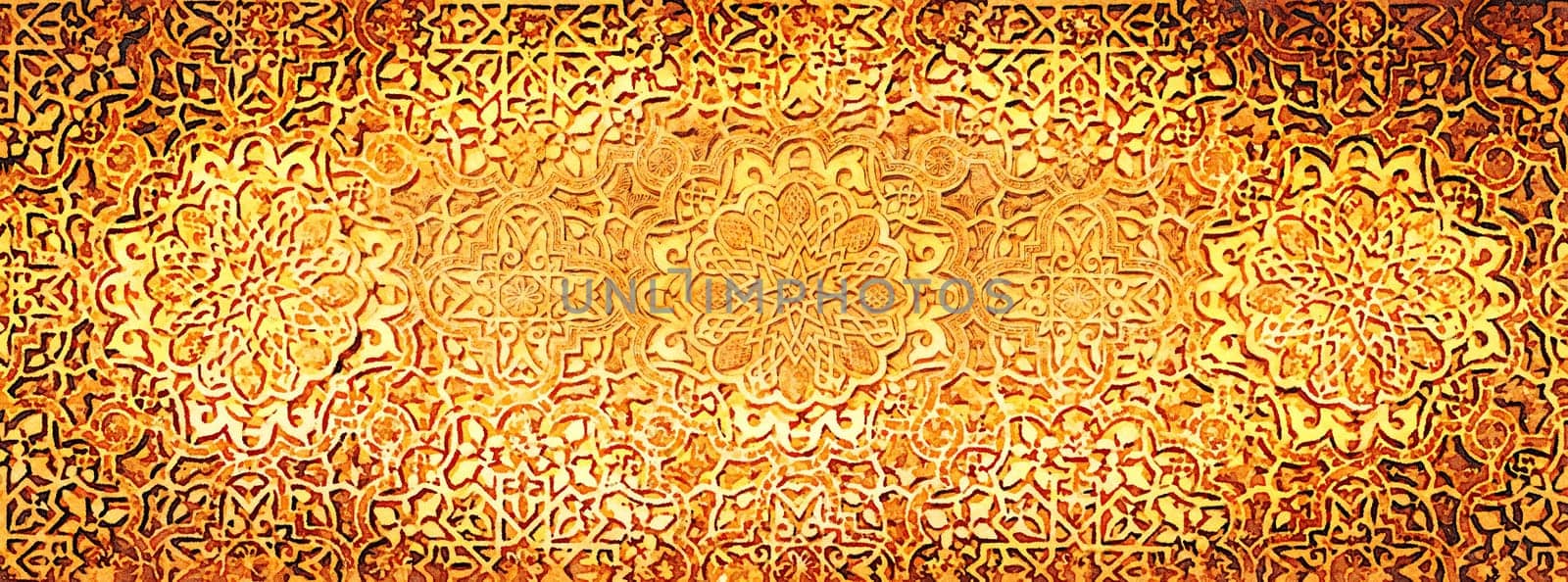 Creative illustration of arabic background. Beige arab geometric decoration - vintage retro design