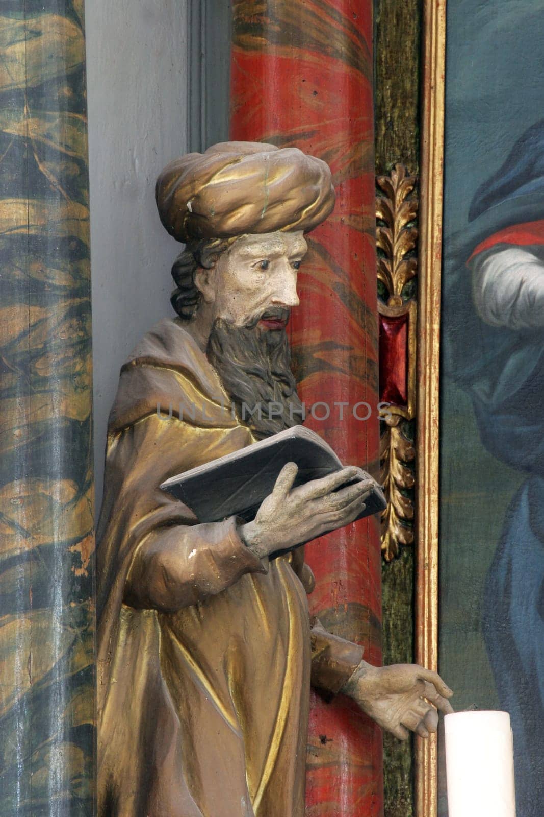 Saint Joachim, statue on the main altar in the parish church of Our Lady of Sorrows of Carinthia in Krizevci, Croatia
