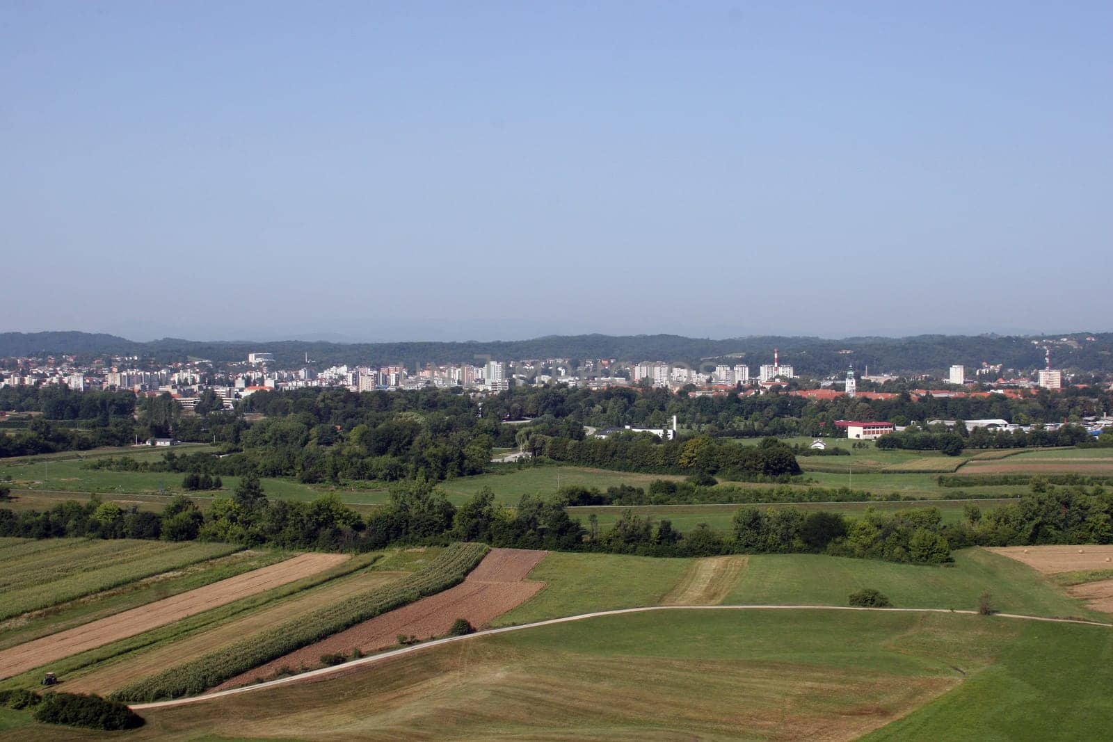 Aerial view of the town of Karlovac in continental Croatia