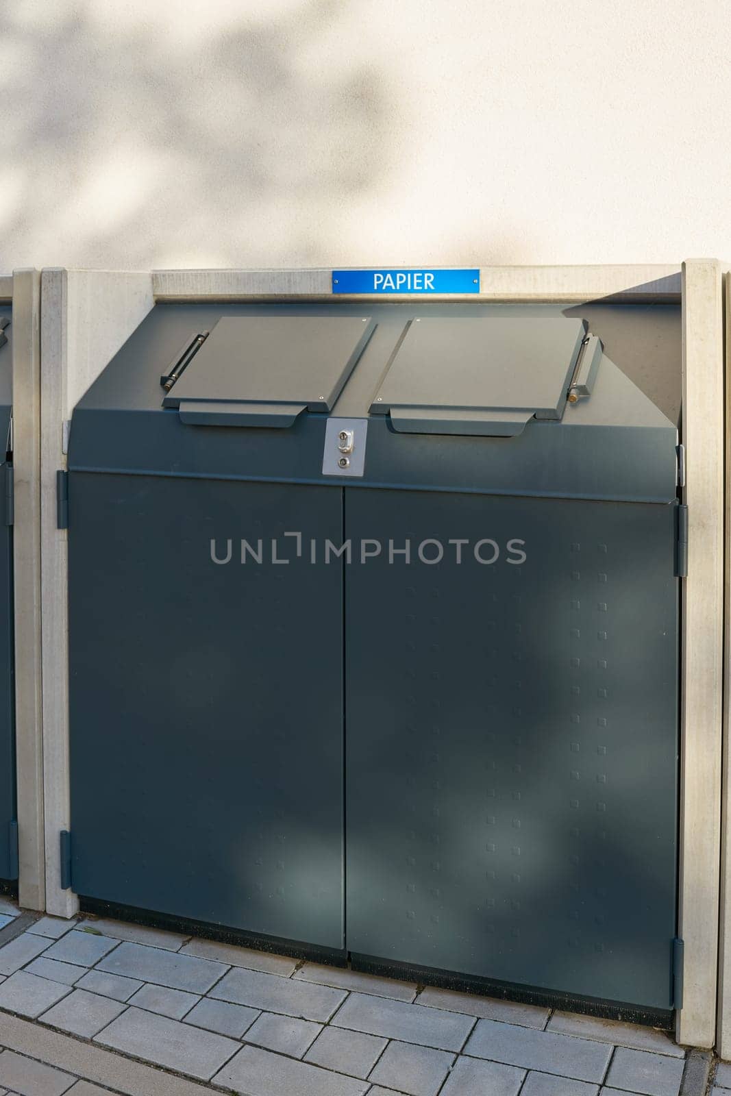 Paper container for recycling waste paper in the city center of Magdeburg