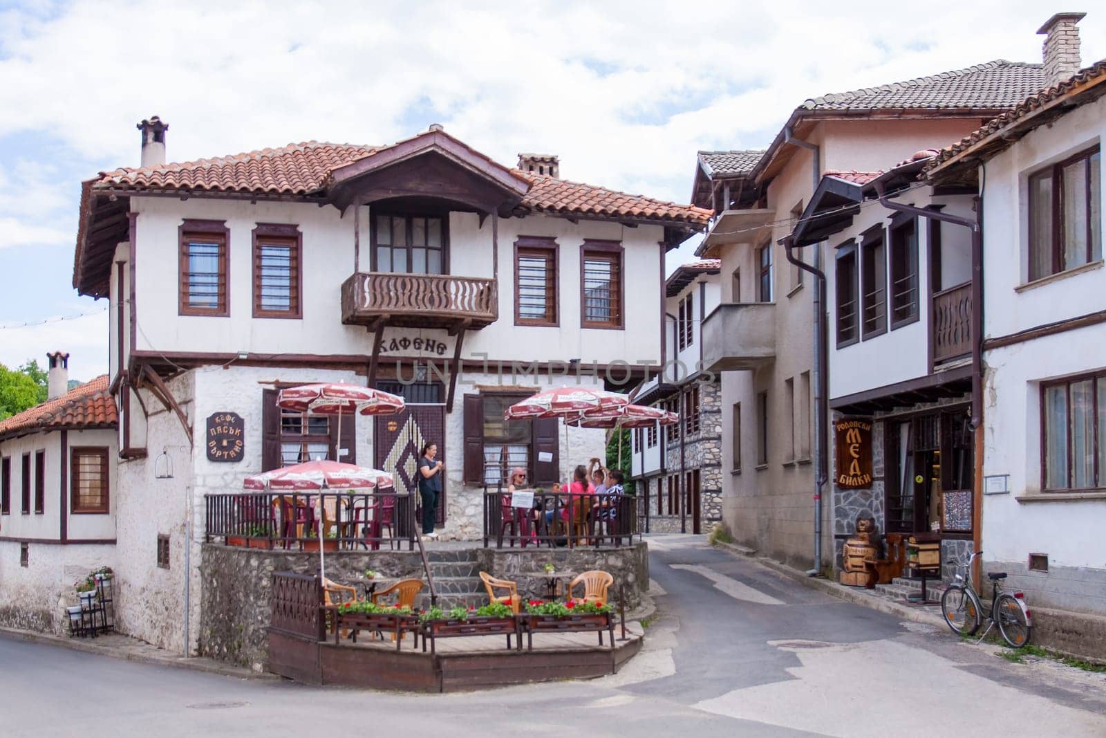 Zlatograd, Bulgaria - July 9,2021-Traditional Bulgarian house from the Revival era. Selective focus with shallow depth of field.