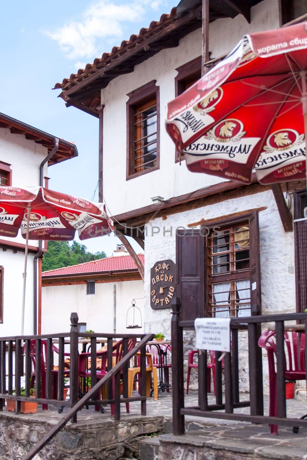 Zlatograd, Bulgaria - July 9,2021-Traditional Bulgarian house from the Revival era. Selective focus with shallow depth of field.