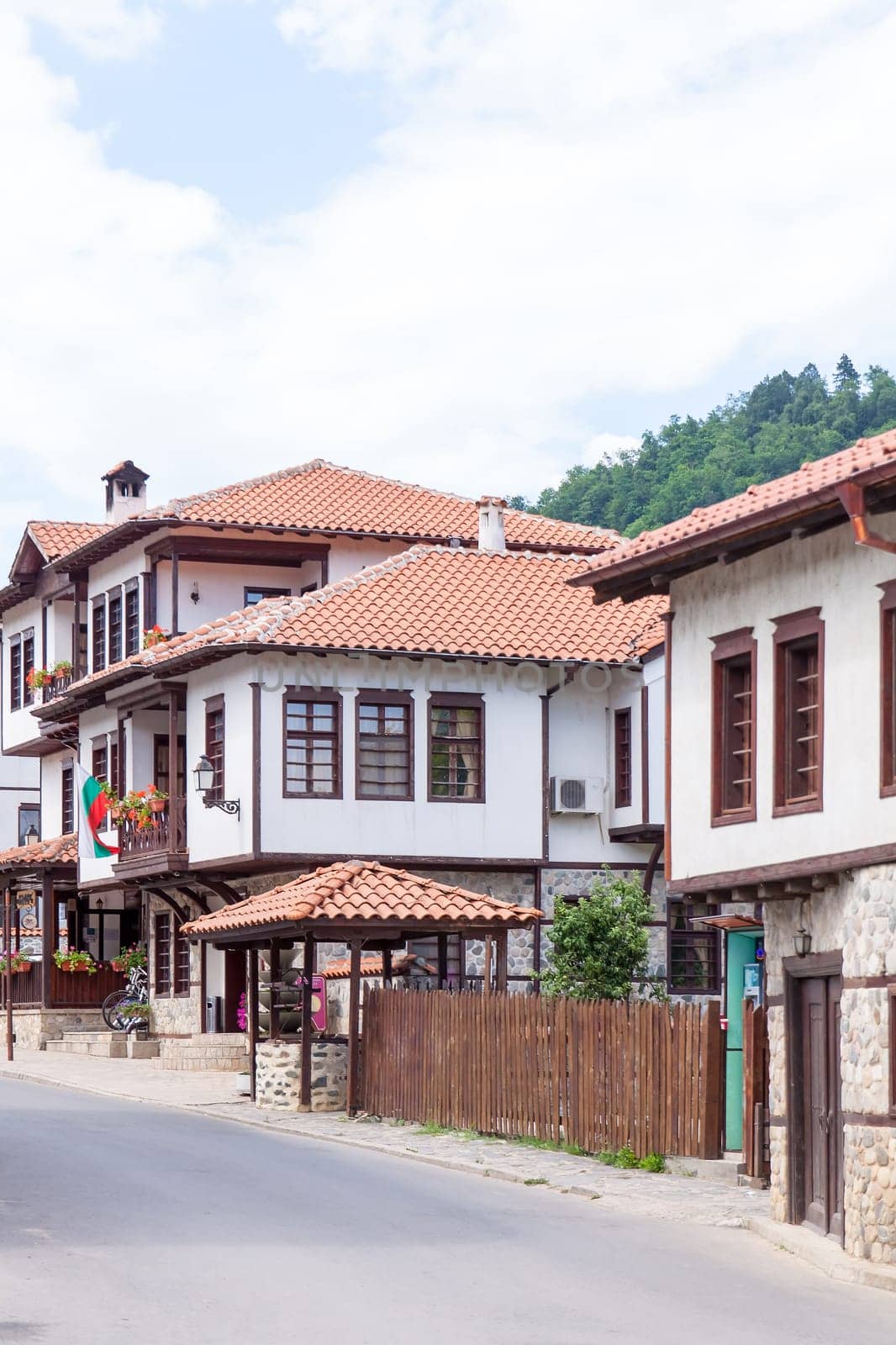 Zlatograd, Bulgaria - July 9,2021-Traditional Bulgarian house from the Revival era. Selective focus with shallow depth of field.