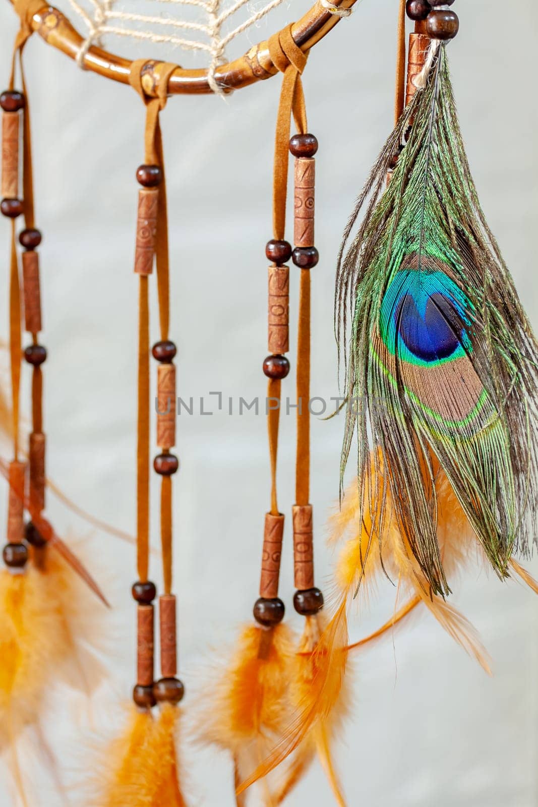 Dreamcatcher - a traditional mascot for Native American folklore. Selective focus with shallow depth of field.