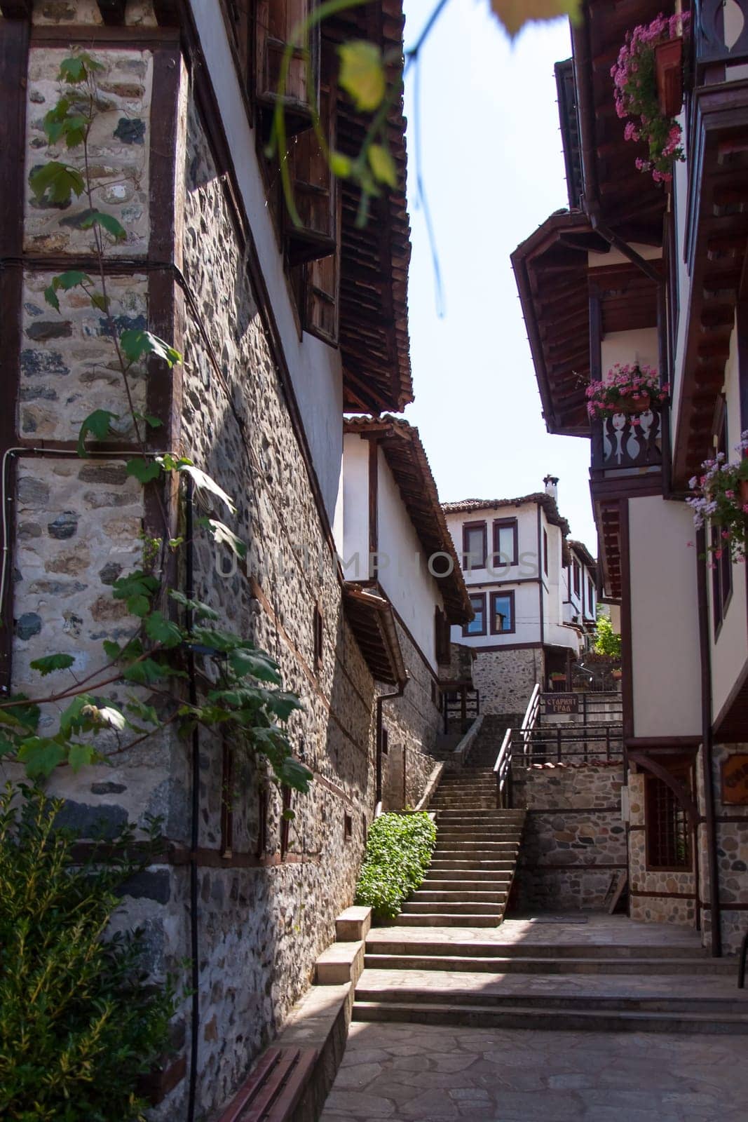 Zlatograd, Bulgaria - July 9,2021-Traditional Bulgarian house from the Revival era. Selective focus with shallow depth of field.
