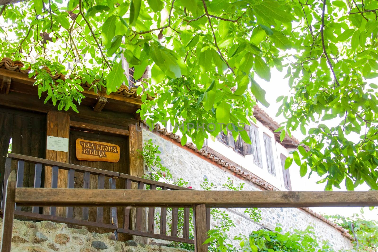 Zlatograd, Bulgaria - July 9,2021-Traditional Bulgarian house from the Revival era. Selective focus with shallow depth of field.