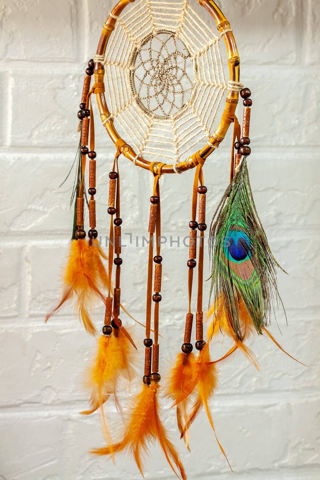 Dreamcatcher - a traditional mascot for Native American folklore. Selective focus with shallow depth of field.