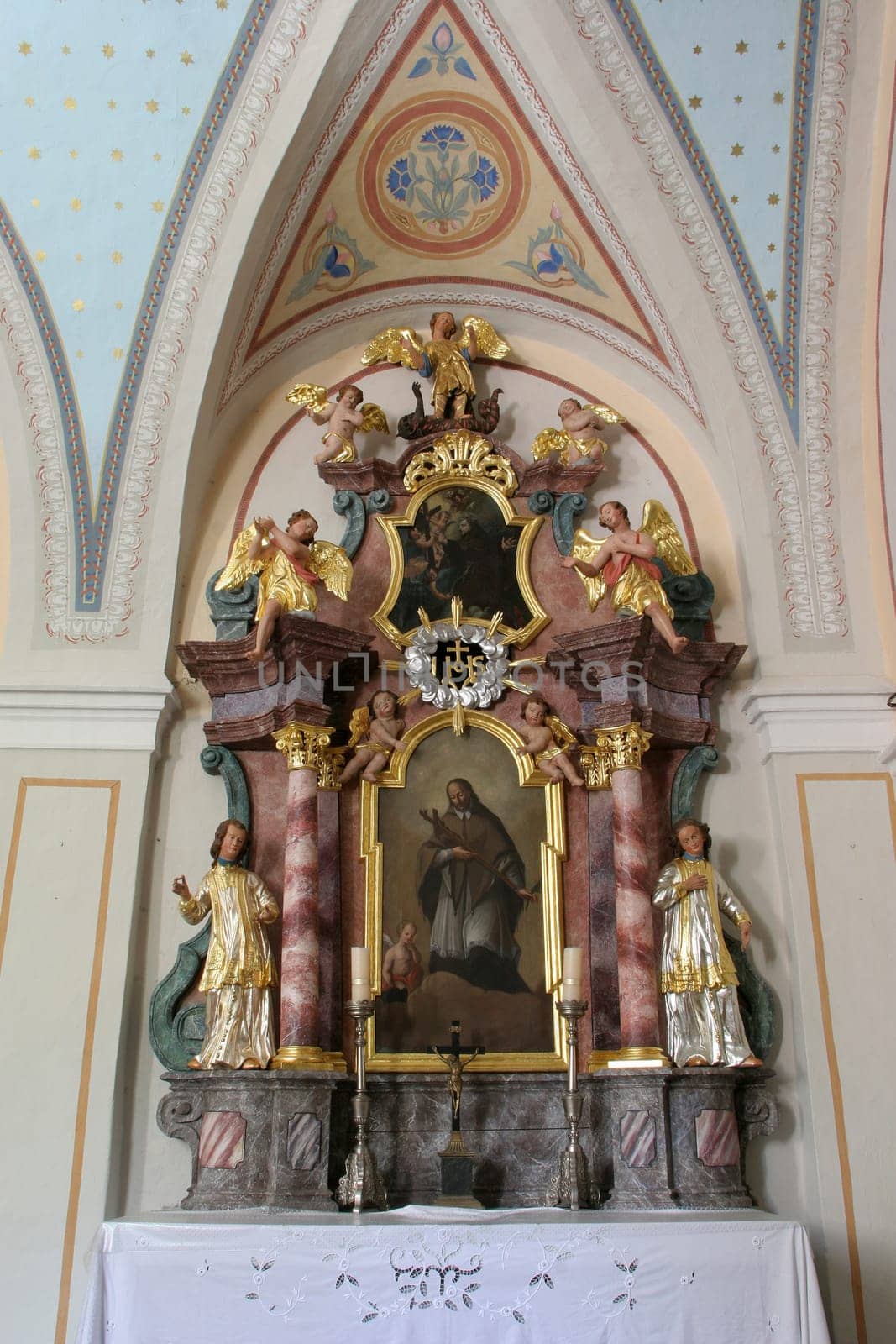 Altar of St. John of Nepomuk in the parish church of Our Lady of Snow in Dubovac, Karlovac, Croatia