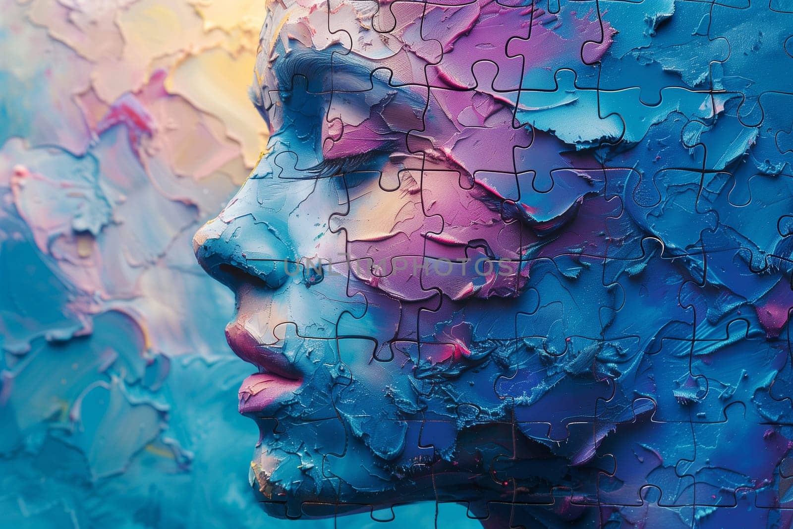 ADHD awareness month october, attention deficit hyperactivity disorder, mental health, head with colorful jigsaw or puzzle pieces