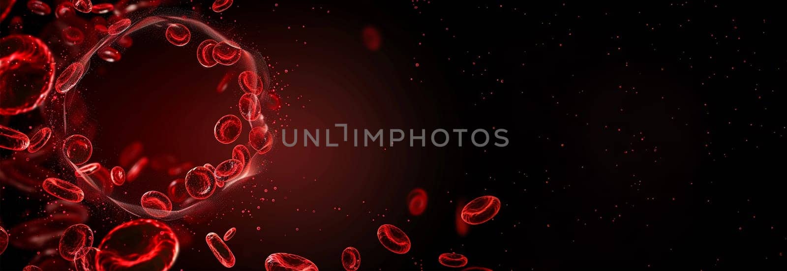 Sick Red Blood Cells Flowing Inside Human Vein. Health Problem. Perfect Loop. Science And Health Related High Quality 3D Animation. Science and health copy space medical