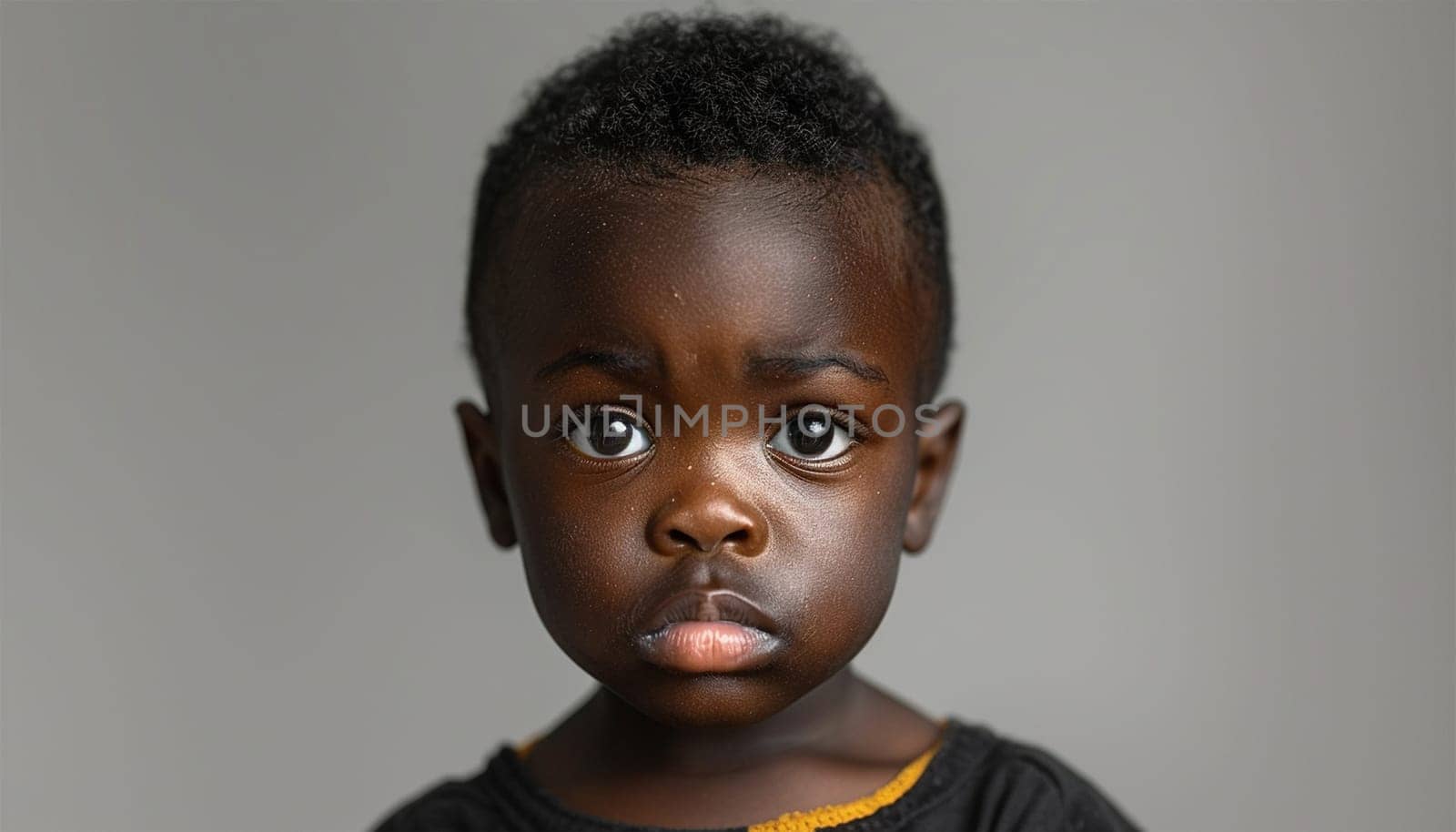 Sad child. Unhappy toddler. Little unhappy kid looking at camera while sitting