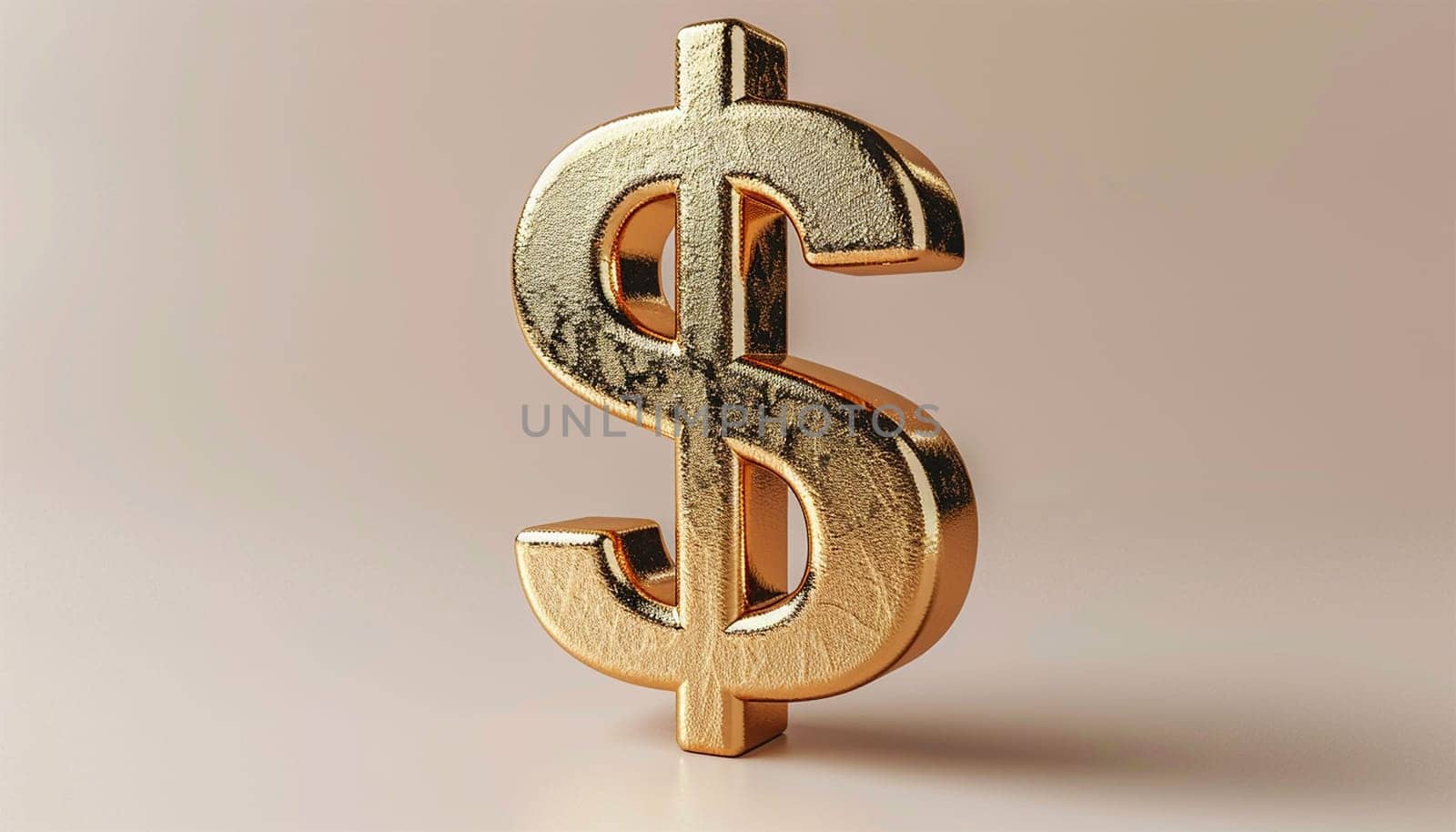 USD golden dollar sign. Gold coin in 3D animation with a rotating Dollar sign on beige Background. For Business and Financial Concepts. The US Dollar is the official currency of the US and several other countries. Copy space USA