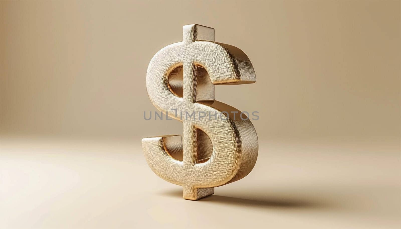 USD golden dollar sign. Gold coin in 3D animation with a rotating Dollar sign on beige Background. For Business and Financial Concepts. The US Dollar is the official currency of the US and several other countries. Copy space USA