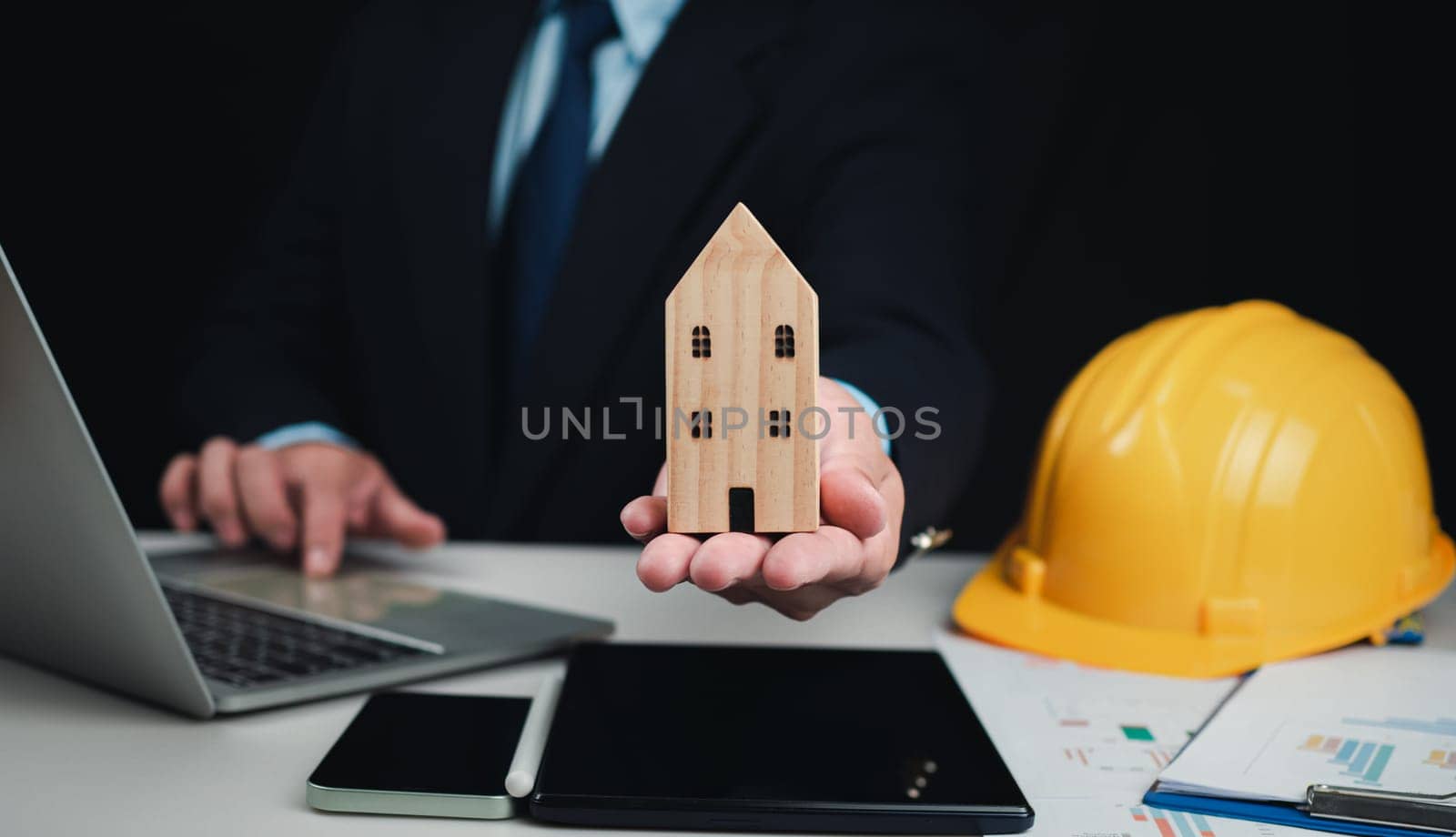 Real estate agents offer housing estates in projects, Presenting information about homes and purchasing. Real estate trading concept, Planning to buy property, Real estate business
