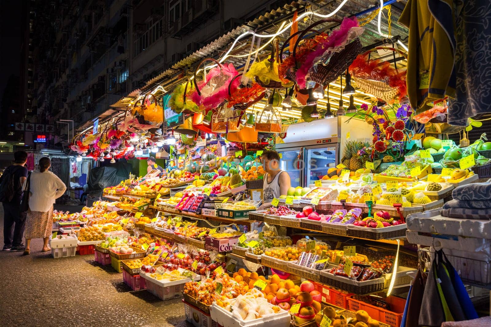 Hong Kong 05 April 2024: Fruit store in Fayuen street in Mongkok district at Hong Kong city