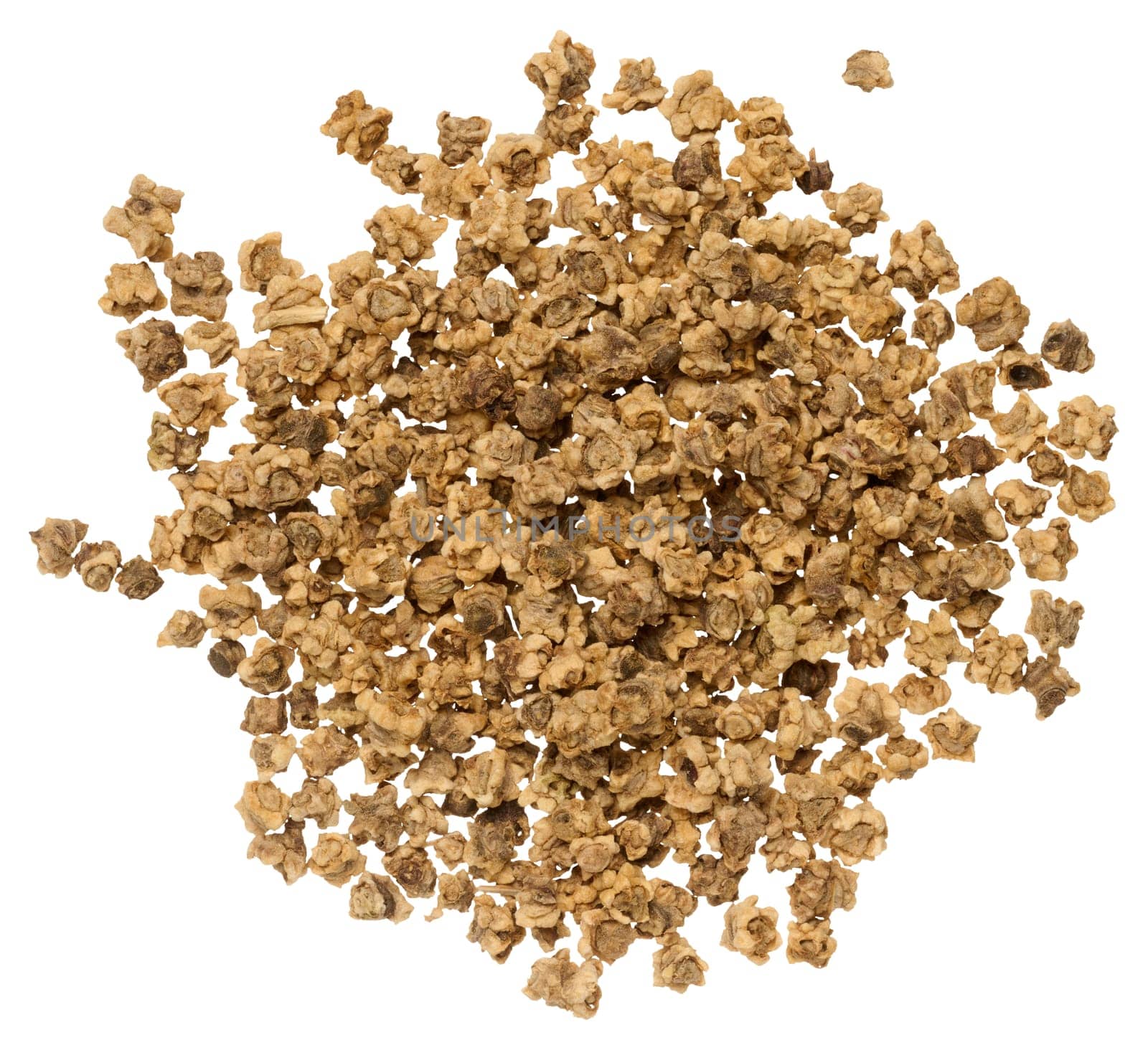 Heap of beet seeds on isolated background, seeds for planting. View from above