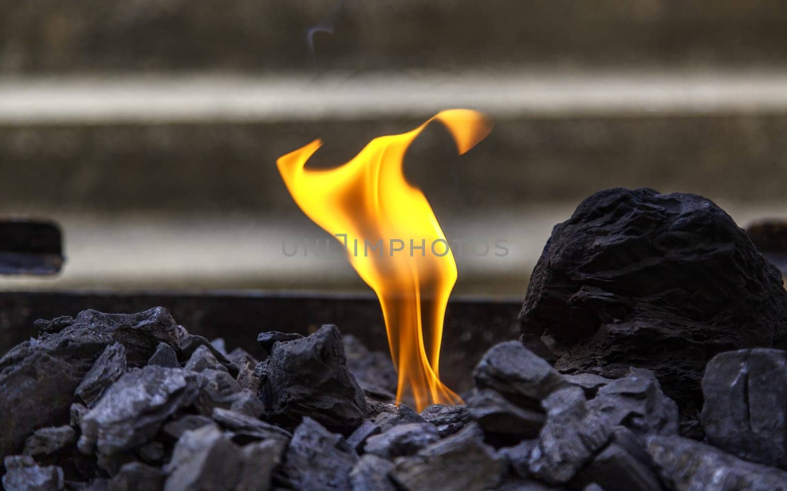 Detail of charcoal burning with fire, heat