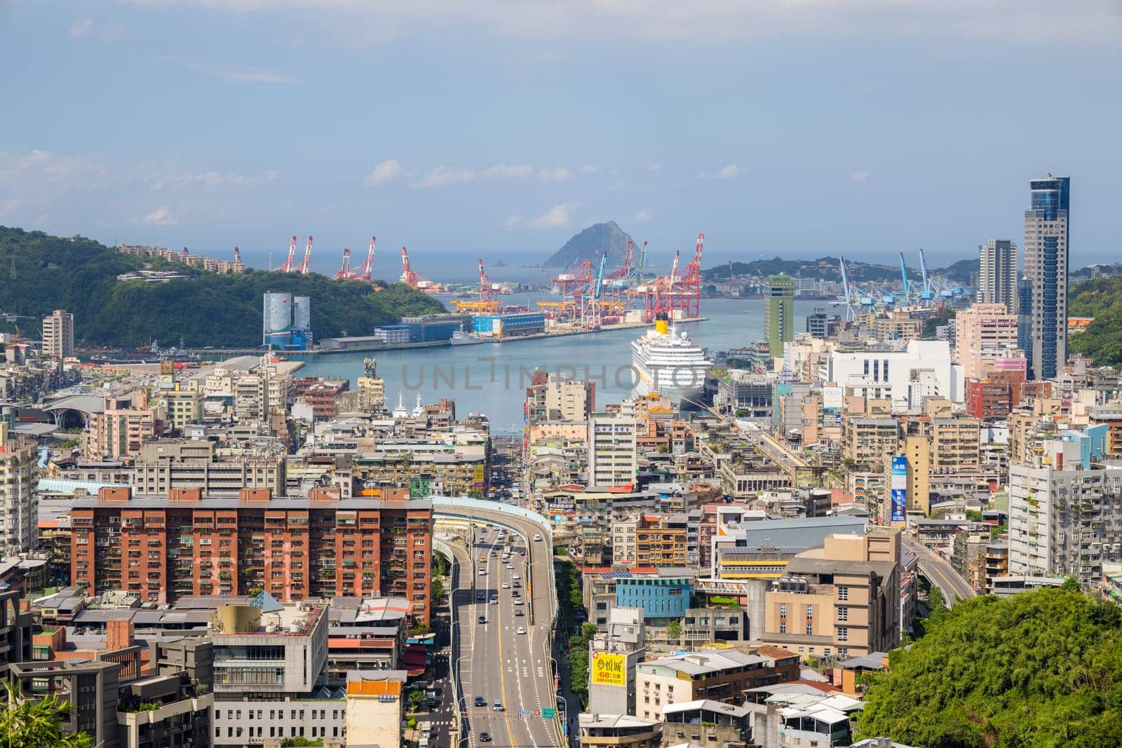 Taiwan 14 August 2023: Keelung city downtown