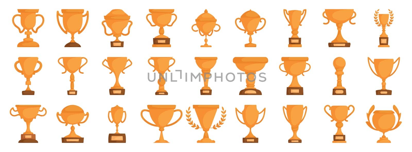 Various Cartoon Trophy Cup Illustrations Collection
