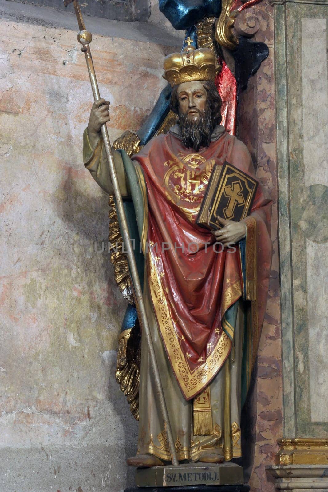 Saint Methodius, statue on the altar of Saint Benedict in the Church of the Blessed Virgin Mary in Jastrebarsko, Croatia