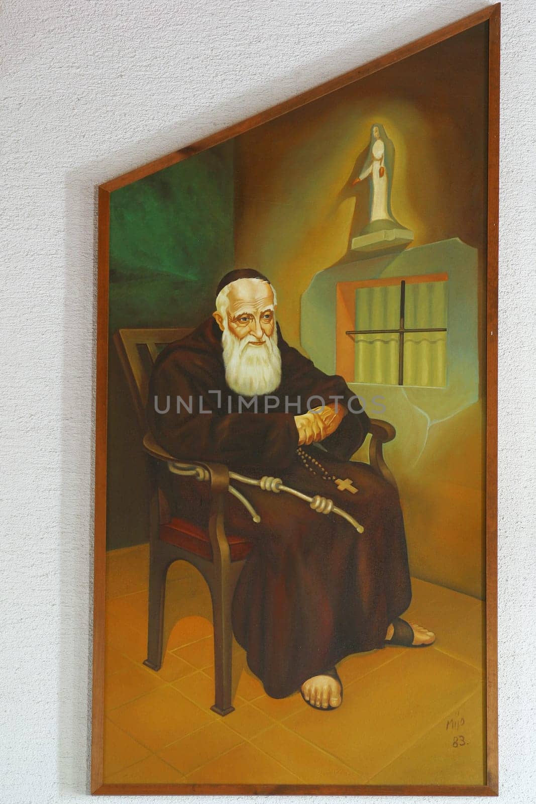 Saint Leopold Mandic, painting in the chapel of Saint Leopold Mandic u Hromec, Croatia