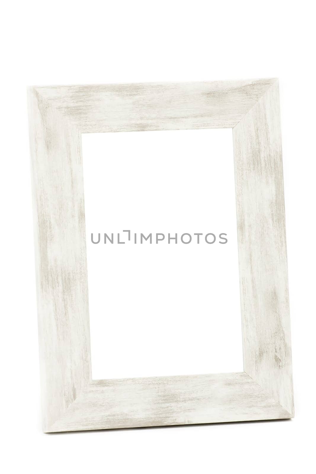 A wooden vintage photo frame has a white background