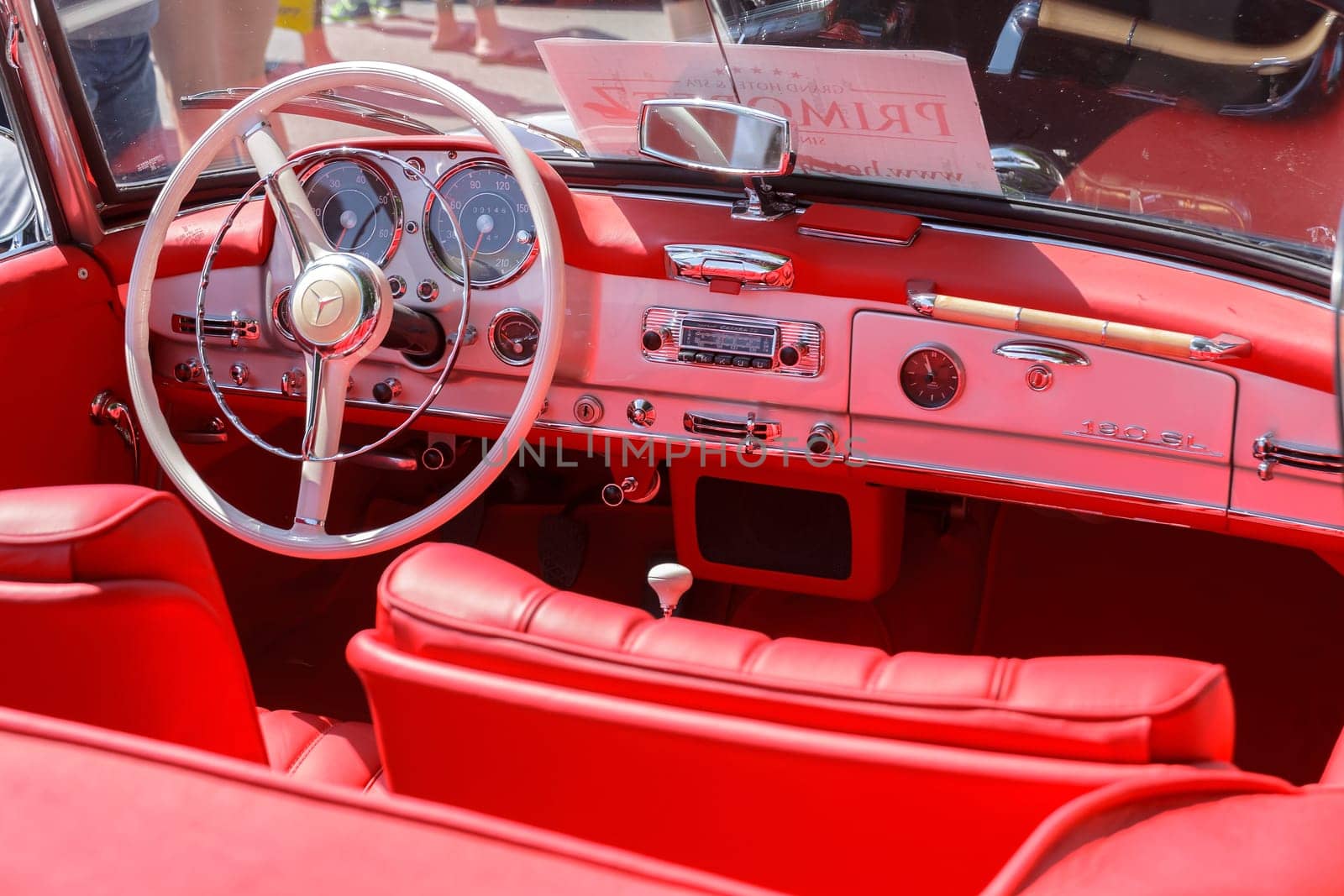 Burgas Sea Garden / Bulgaria / Europe - July 02, 2016 Ninth Parade of Retro Cars and Motorcycles.Selective focus with shallow depth of field.