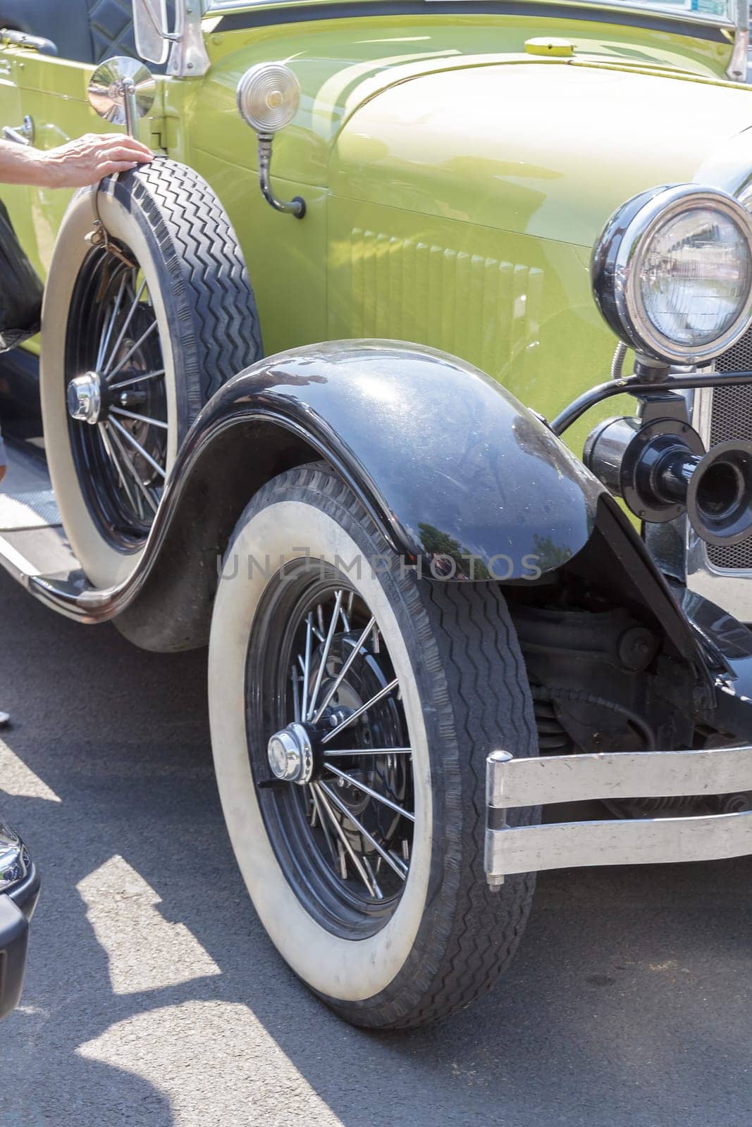 Burgas Sea Garden / Bulgaria / Europe - July 02, 2016 Ninth Parade of Retro Cars and Motorcycles.Selective focus with shallow depth of field.