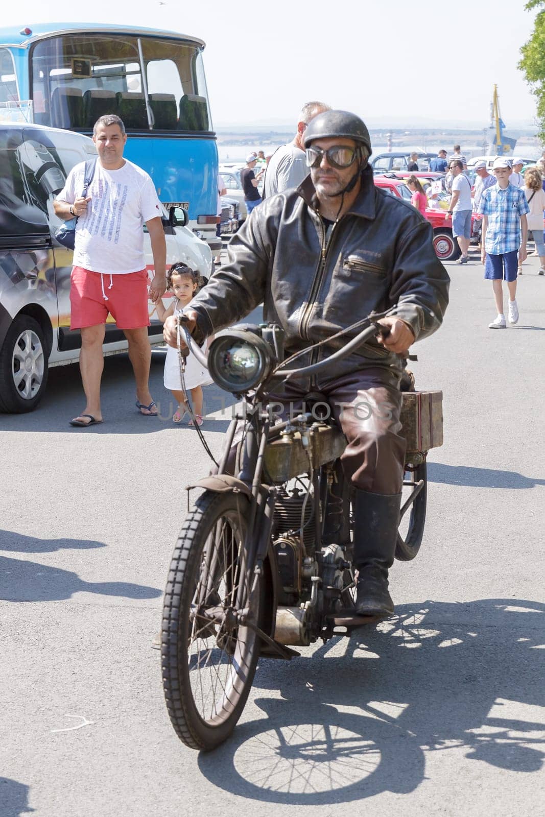 Burgas Sea Garden / Bulgaria / Europe - July 02, 2016 Ninth Parade of Retro Cars and Motorcycles.Selective focus with shallow depth of field.