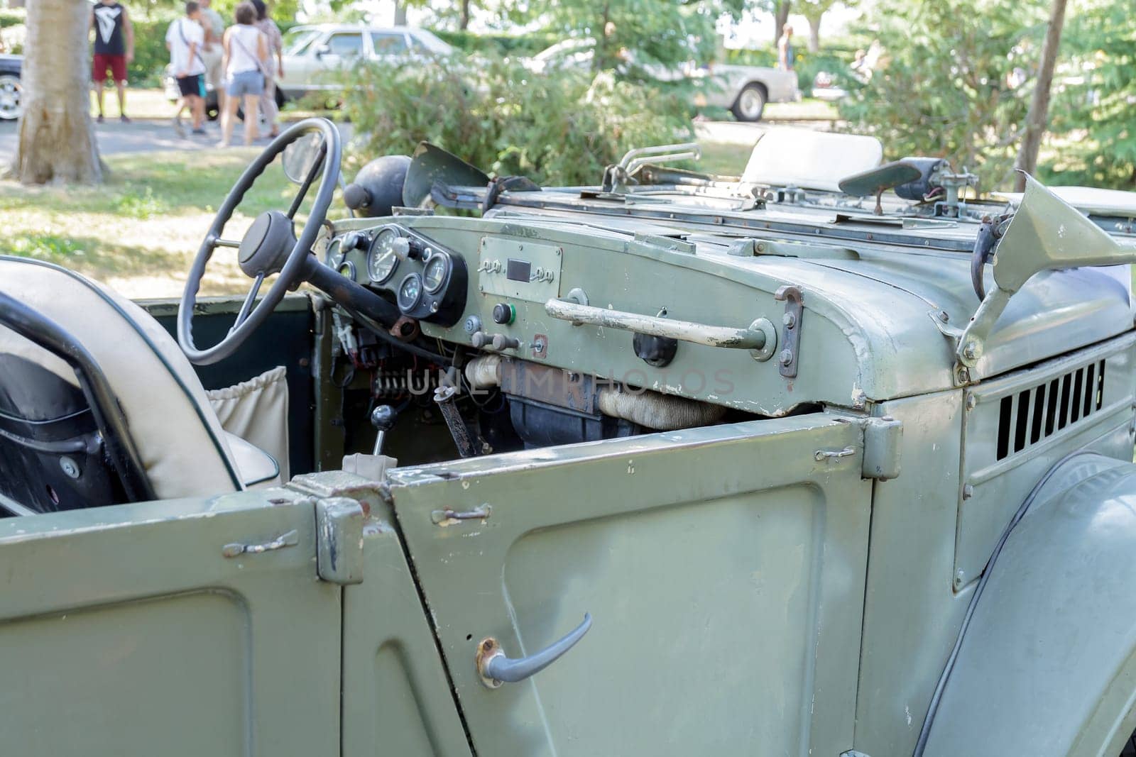 Burgas Sea Garden / Bulgaria / Europe - July 02, 2016 Ninth Parade of Retro Cars and Motorcycles.Selective focus with shallow depth of field.