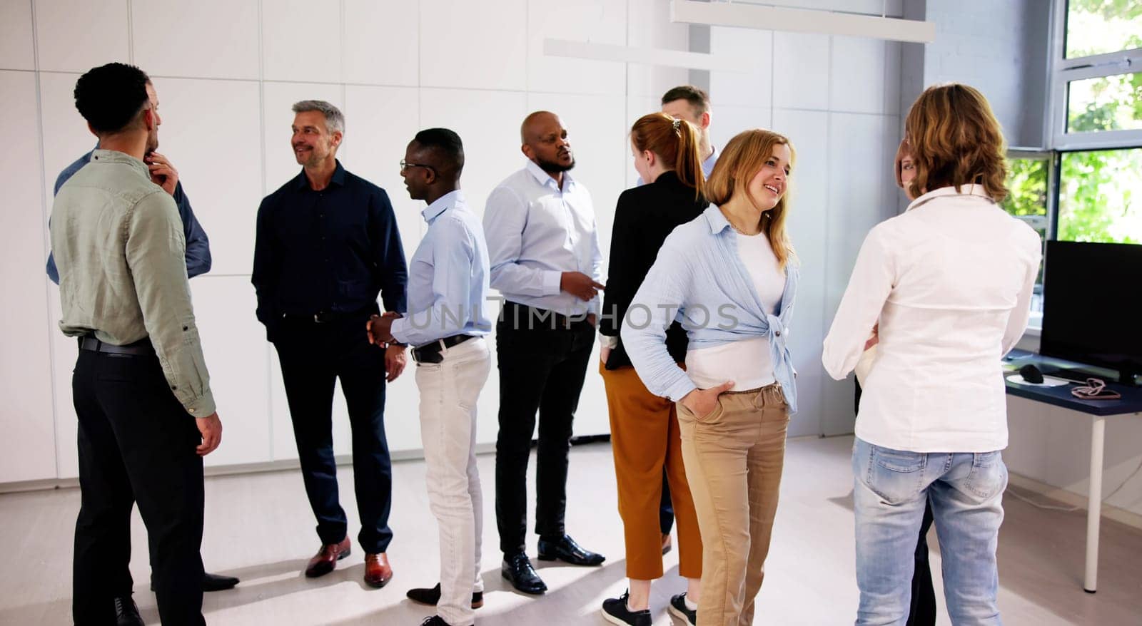 Business Communication In Office And Teamwork. Standing Meeting