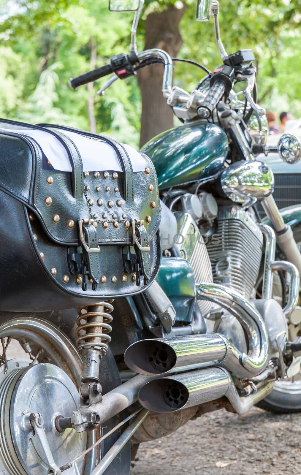 Details of the rear stops and the bumper of a vintage motorcycle
