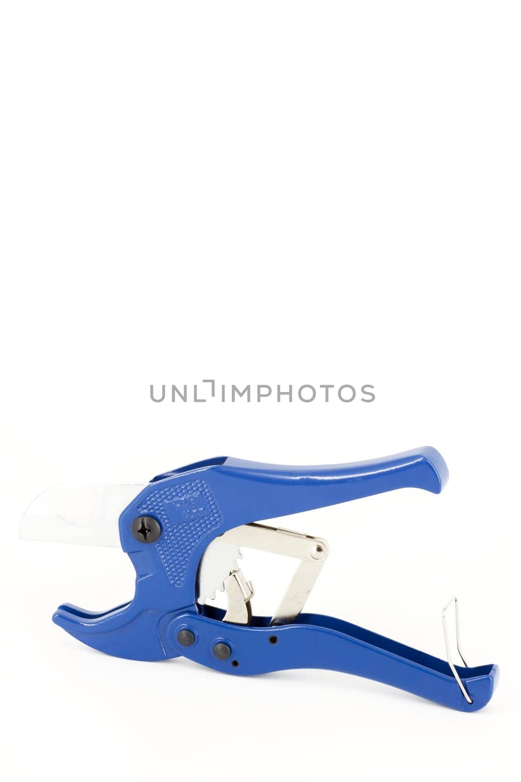 Blue scissors specially used for cutting polypropylene tubes